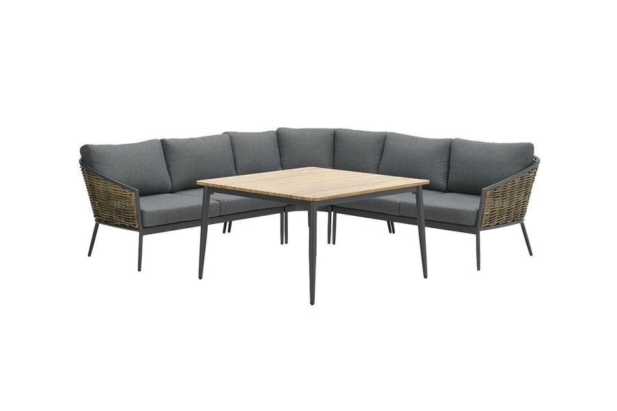 Garden Impressions lounge/dining set Bali 4-delig carbon black/natural rotan/mystic grey Garden Impressions lounge/dining set Bali 4-delig carbon black/natural rotan/mystic grey