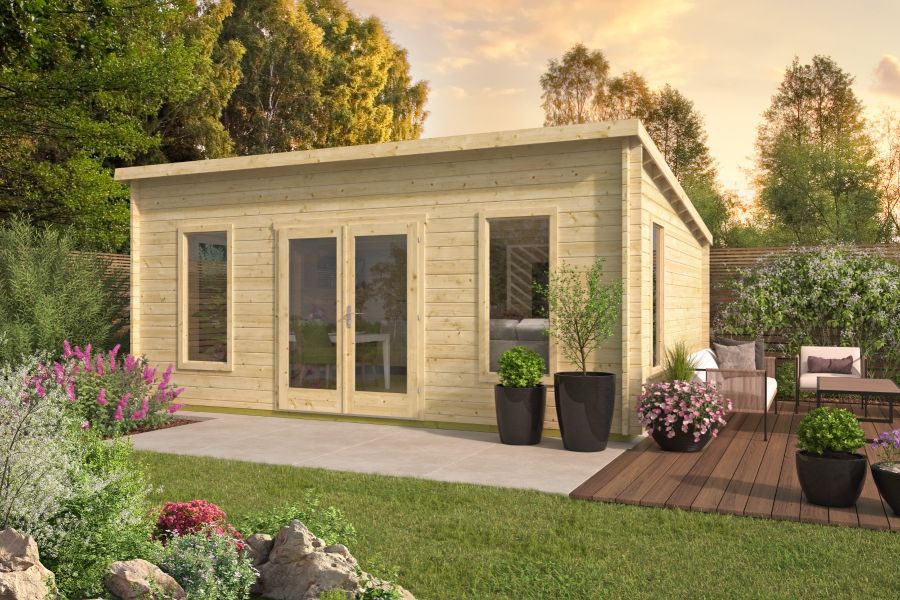 Tuindeco Calpe Blokhut 595x500 cm 44 mm vuren Red Class Wood geïmpregneerd