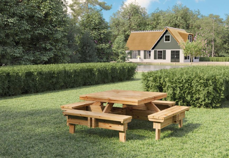 Picknicktafel vierkant Classic vurenhout groen geïmpregneerd