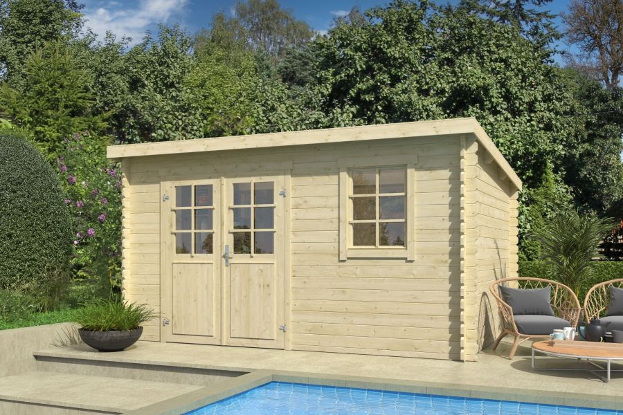 Outdoor Life Amira Blokhut 400x295 cm 28 mm vuren blank Outdoor Life Amira Blokhut 400x295 cm 28 mm vuren blank