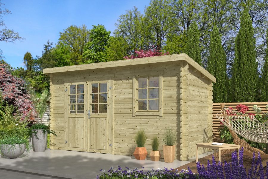 Outdoor Life Amira Blokhut 400x195 cm 28 mm vuren Groen geïmpregneerd Outdoor Life Amira Blokhut 400x195 cm 28 mm vuren Groen geïmpregneerd