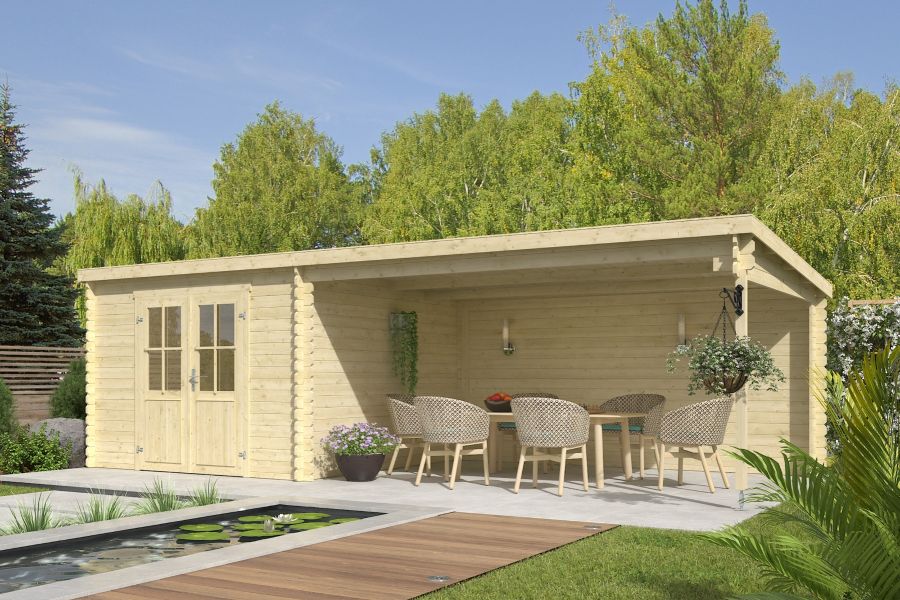 Outdoor Life St. Louis Blokhut 681x292 cm 28 mm vuren blank Outdoor Life St. Louis Blokhut 681x292 cm 28 mm vuren blank