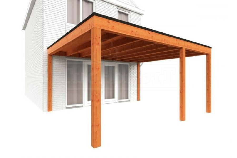 Trendhout Aanbouwveranda Modena 485x485 cm - model rechts Trendhout Aanbouwveranda Modena 485x485 cm - model rechts