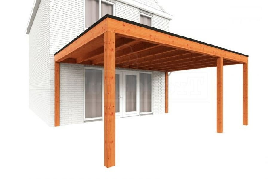 Trendhout Aanbouwveranda Modena 550x485 cm - model rechts Trendhout Aanbouwveranda Modena 550x485 cm - model rechts