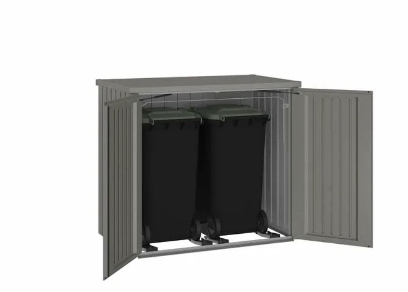 Metalen containerberging Alex Duo 148x88x129 cm - kwartsgrijs metallic Metalen containerberging Alex Duo 148x88x129 cm - kwartsgrijs metallic
