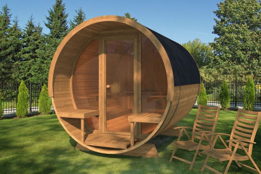 Barrelsauna DELUXE 2.8 Thermowood - 210x220 cm Barrelsauna DELUXE 2.8 Thermowood - 210x220 cm