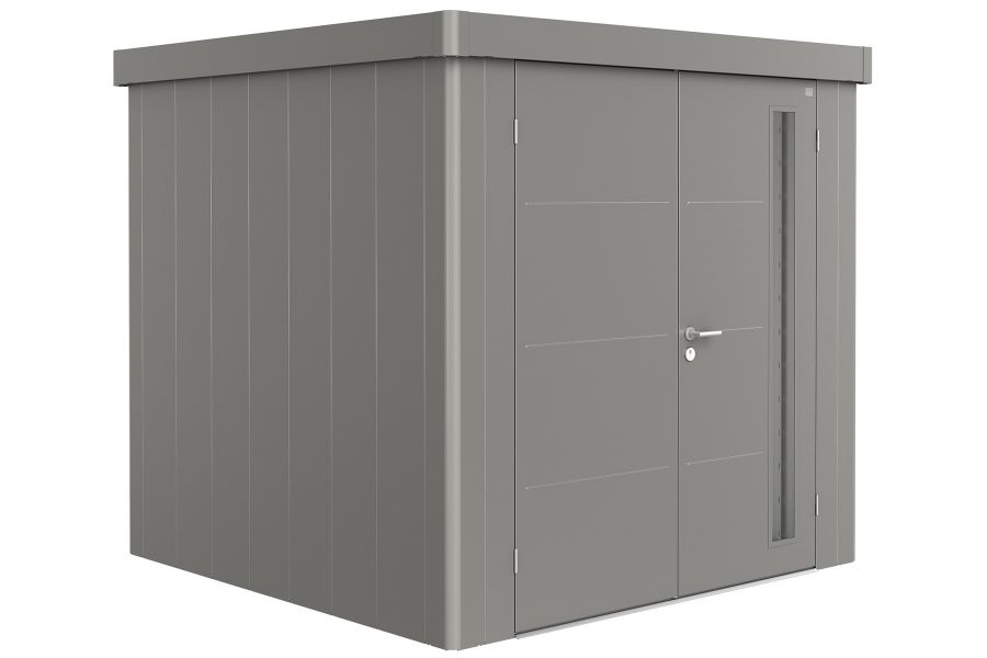 Biohort Neo 2B metalen tuinhuis kwartsgrijs 236x236 cm met dubbele deur Biohort Neo 2B metalen tuinhuis kwartsgrijs 236x236 cm met dubbele deur