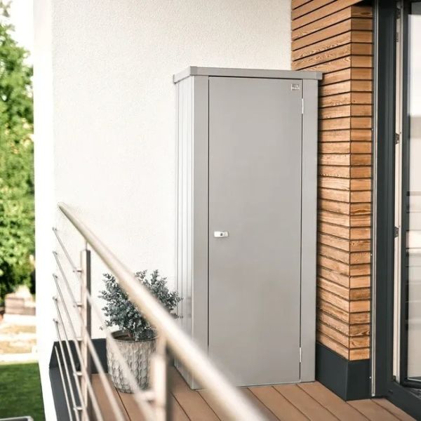 Biohort Julia M HIGH metalen terraskast 77,7x57x180,9 cm zilver