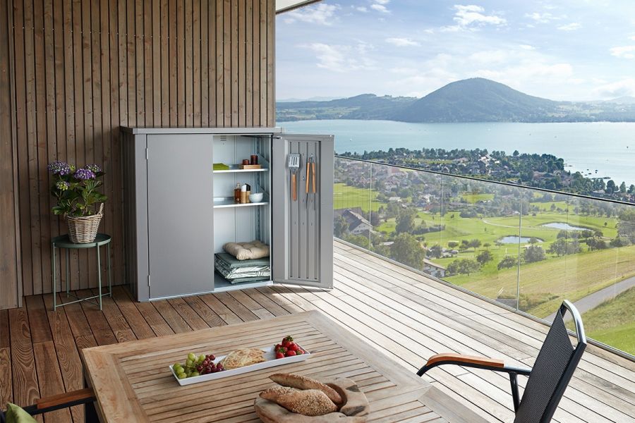 Biohort Terraskast Romeo L High kwartsgrijs metallic 132x87x181 cm Biohort Terraskast Romeo L High kwartsgrijs metallic 132x87x181 cm