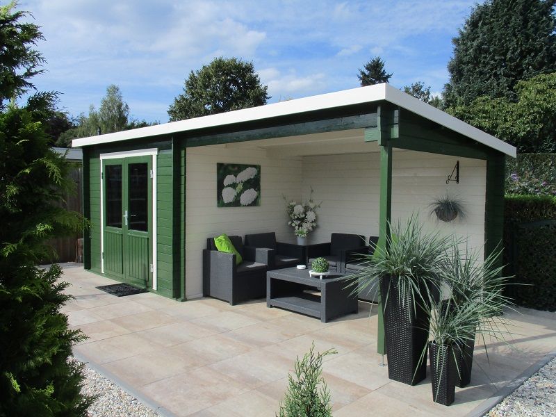 Blokhut Freddy 300x250 cm + luifel 300 cm - Heerde Blokhut Freddy 300x250 cm + luifel 300 cm - Heerde