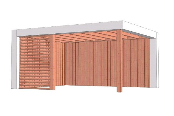Buitenverblijf Verona 510x400 cm - Plat dak model links - Combinatie 1 Buitenverblijf Verona 510x400 cm - Plat dak model links - Combinatie 1