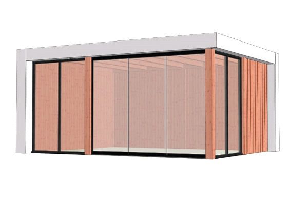 Buitenverblijf Verona 520x400 cm - Plat dak model links - Combinatie 1 Buitenverblijf Verona 520x400 cm - Plat dak model links - Combinatie 1