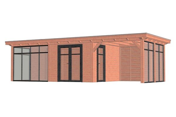 Buitenverblijf Florence 940x425 cm - Plat dak - Combinatie 1 Buitenverblijf Florence 940x425 cm - Plat dak - Combinatie 1