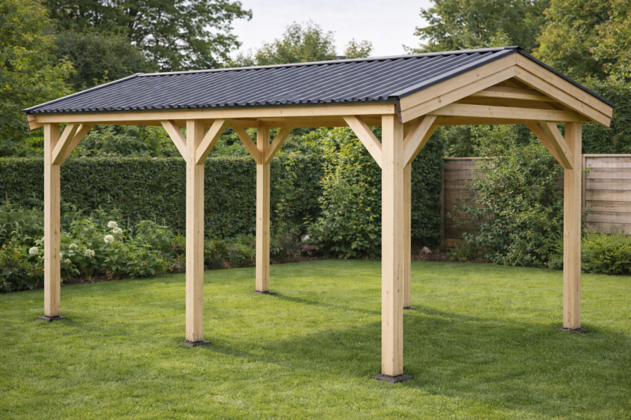 Carport 518x318 cm vuren blank, excl. dakbedekking - slechts 1 stuk voor deze prijs