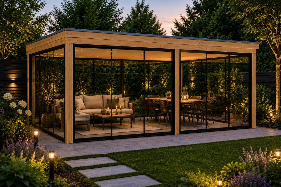 Overkapping Novo 600x400 cm incl. glasschuifwanden (incl. EPDM) Overkapping Novo 600x400 cm incl. glasschuifwanden (incl. EPDM)