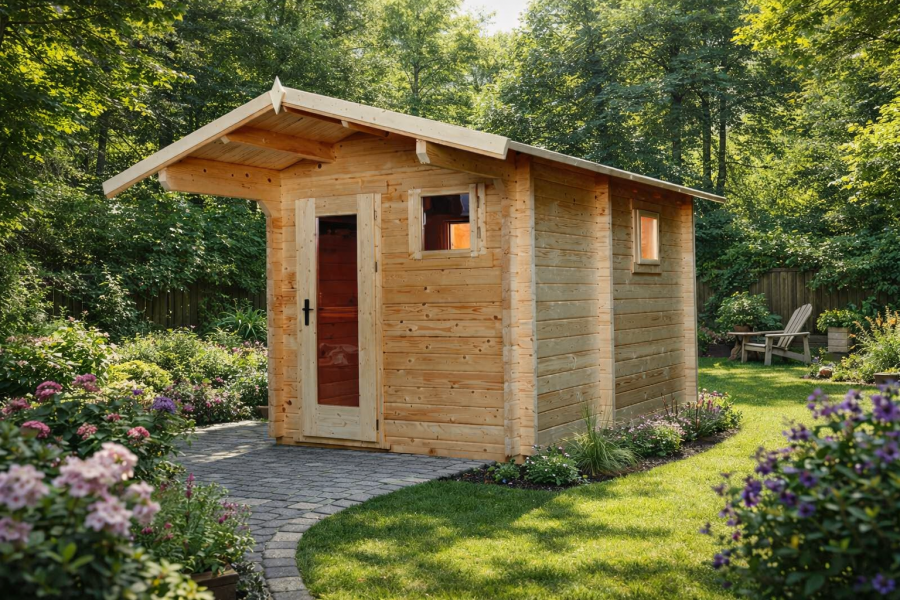 Interflex 2539 Buitensauna 244x387 cm 70 mm vuren blank Interflex 2539 Buitensauna 244x387 cm 70 mm vuren blank