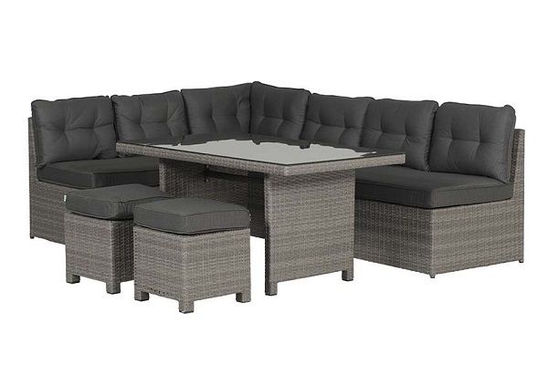 Coral lounge/dining set 5-delig Organisch grijs/donker antraciet