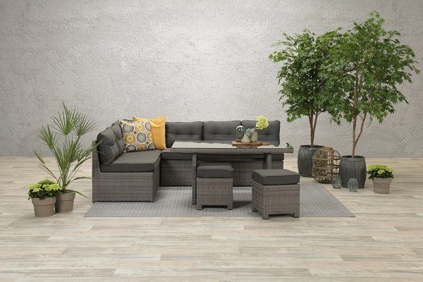 Coral lounge/dining set 5-delig Organisch grijs/donker antraciet Coral lounge/dining set 5-delig Organisch grijs/donker antraciet