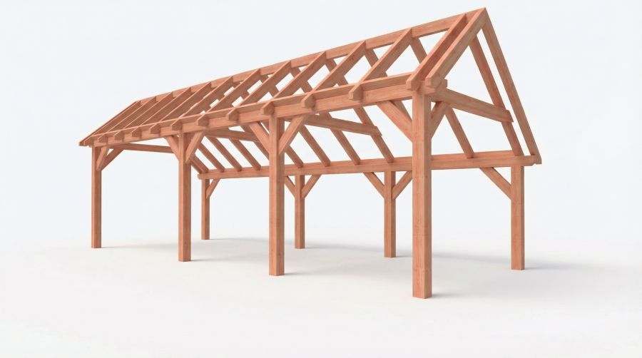 Bouwpakket kapschuur 886,5x346 cm fijnbezaagd Douglas Bouwpakket kapschuur 886,5x346 cm fijnbezaagd Douglas