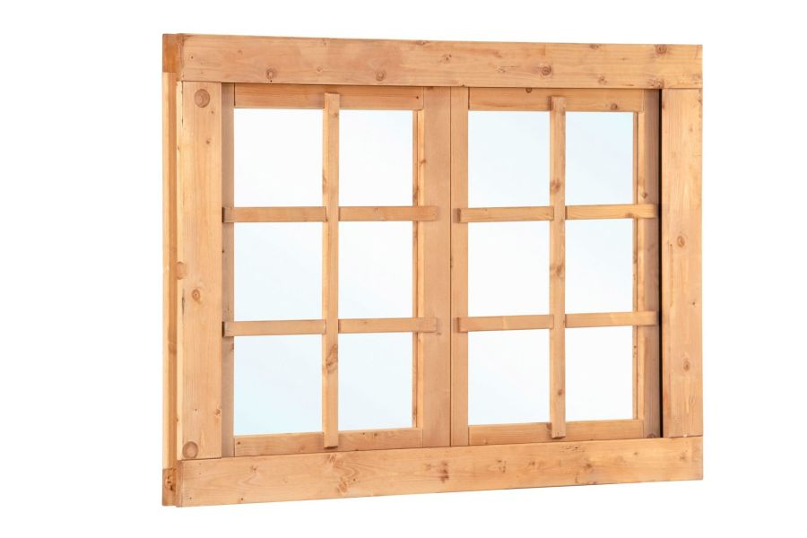 Douglas uitzetraam 6-ruits dubbel 125,2x90 cm buitenmaat  incl. 2 soorten roedes, RVS raambeslag en tochtrubber