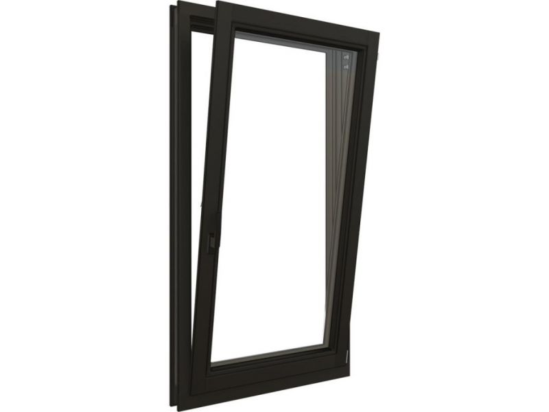 Draai/kiepraam - 77,4x137,4 cm - rechtsdraaiend - zwart - incl. raambeslag Draai/kiepraam - 77,4x137,4 cm - rechtsdraaiend - zwart - incl. raambeslag