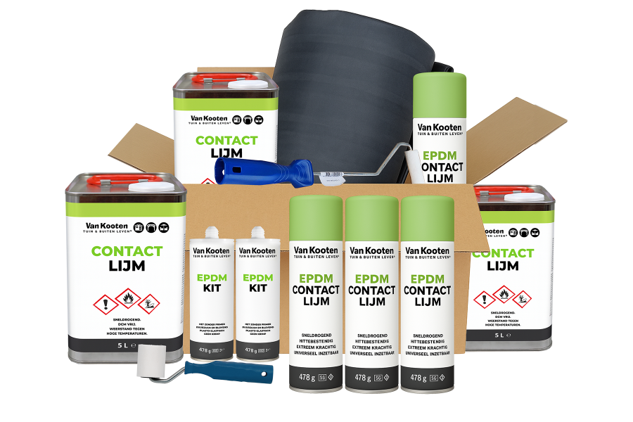 Van Kooten EPDM dakpakket compleet - 1,14 mm dik - 6,10 meter breed-8,00 meter Van Kooten EPDM dakpakket compleet - 1,14 mm dik - 6,10 meter breed-8,00 meter