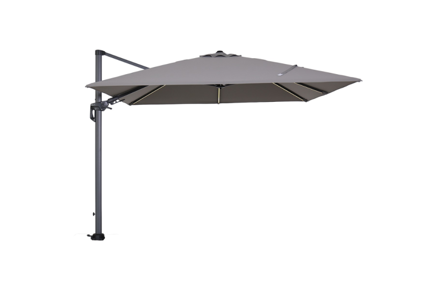 Garden Impressions Hawaii Lumen parasol - 300x300 cm - carbon black-licht grijs Garden Impressions Hawaii Lumen parasol - 300x300 cm - carbon black-licht grijs
