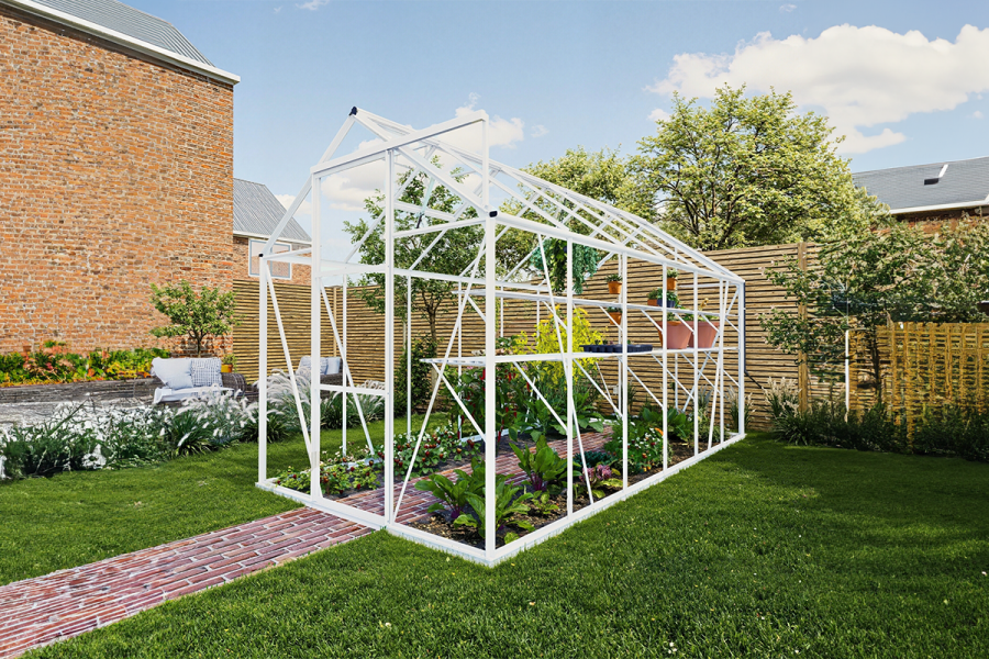 Royal Well Kate IV aluminium tuinkas 192x375 cm wit - Full Options