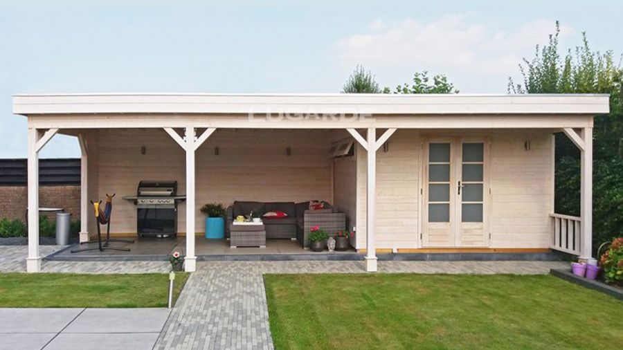 Lugarde P39 Tuinhuis 900x420 cm 44 mm vuren blank