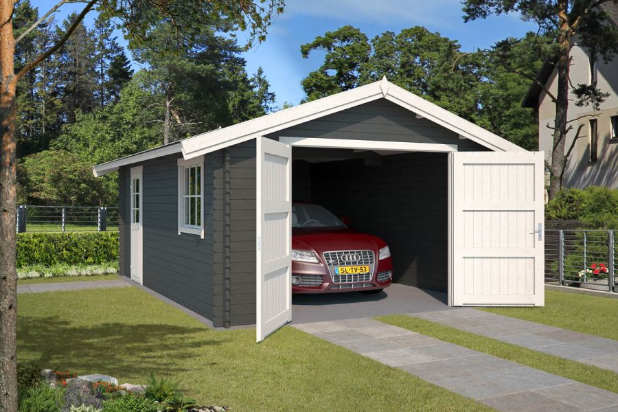 Garage Yarik 400x560 cm - Carbon Grey-Wit gecoat Garage Yarik 400x560 cm - Carbon Grey-Wit gecoat