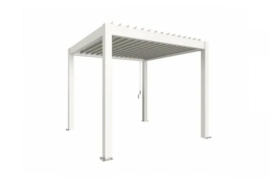 Biohort aluminium Pergola wit 300x300 cm zilver metallic lamellendak