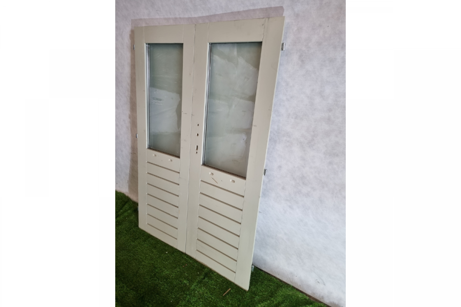 Dubbele houten deuren lichtgrijs 121,5 x 180,5 cm (bxh) - SALE25058 Dubbele houten deuren lichtgrijs 121,5 x 180,5 cm (bxh) - SALE25058