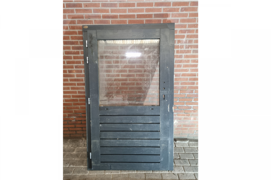 Enkele houten deur antraciet 101 x 180 cm (bxh) met kozijn 114 x 189 cm - SALE25041 Enkele houten deur antraciet 101 x 180 cm (bxh) met kozijn 114 x 189 cm - SALE25041