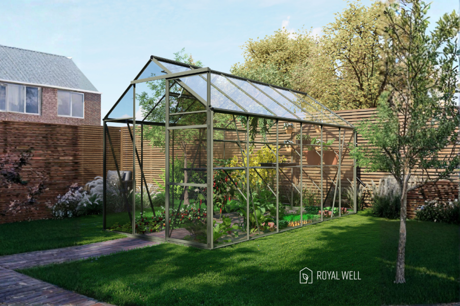 Royal Well Kate IV aluminium tuinkas 192x375 cm groengrijs