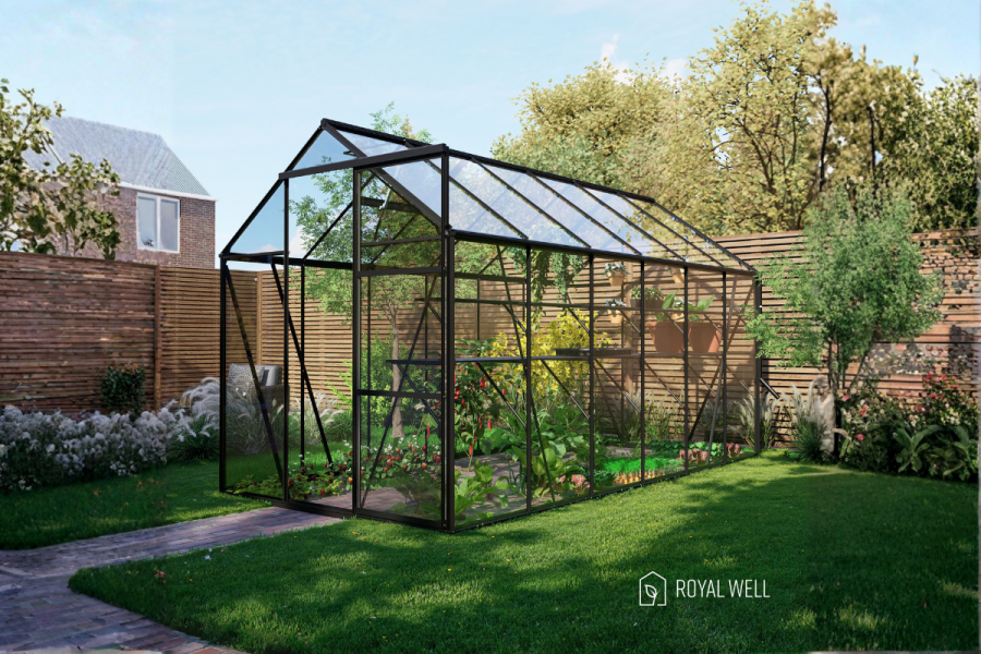 Royal Well Kate IV aluminium tuinkas 192x375 cm zwart