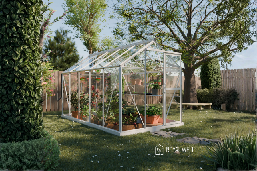 Royal Well Mary III aluminium tuinkas wit met veiligheidsglas