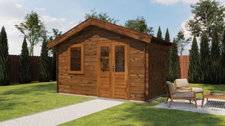 Lugarde Select Blokhut Rhenen 400x200cm - Keteldruk Bruin Lugarde Select Blokhut Rhenen 400x200cm - Keteldruk Bruin