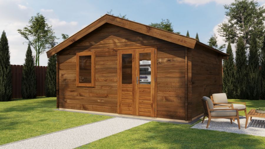 Lugarde Select Blokhut Eerbeek 500x400cm - Keteldruk Bruin Lugarde Select Blokhut Eerbeek 500x400cm - Keteldruk Bruin