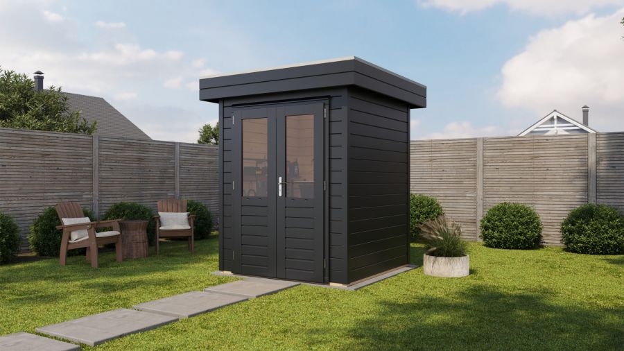 Lugarde Select Prima Alkmaar tuinhuis 180x180 cm 28 mm vuren zwartgrijs gebeitst