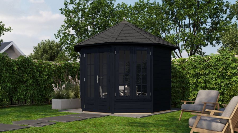 Lugarde Select Prima Drachten tuinhuis Ø300 cm 28 mm vuren zwart geolied