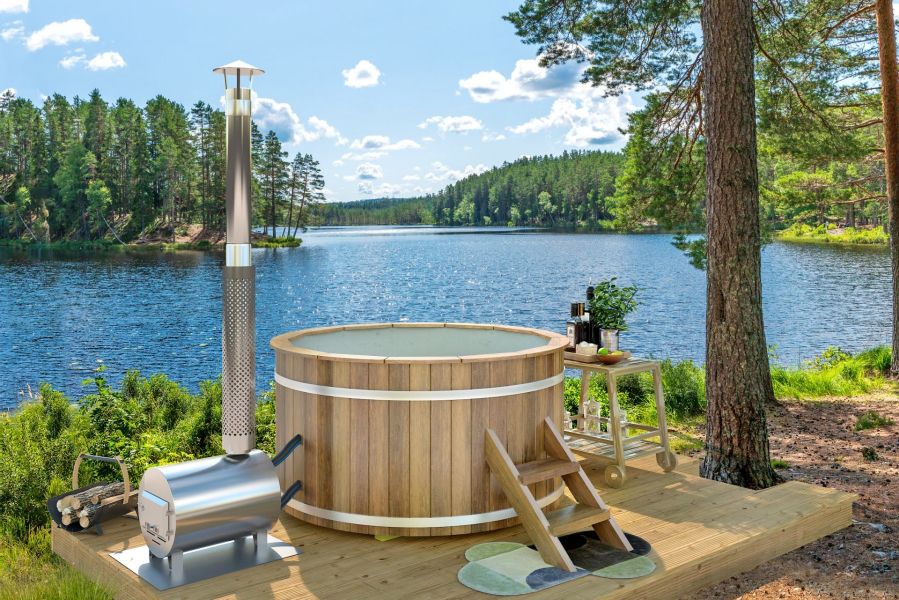Tuindeco Hottub met externe RVS kachel Ø180 cm Thermowood