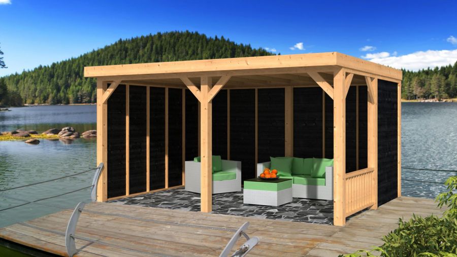 Tuindeco Wezep buitenverblijf met zwarte wanden 500x400 cm - Bouwpakket Tuindeco Wezep buitenverblijf met zwarte wanden 500x400 cm - Bouwpakket