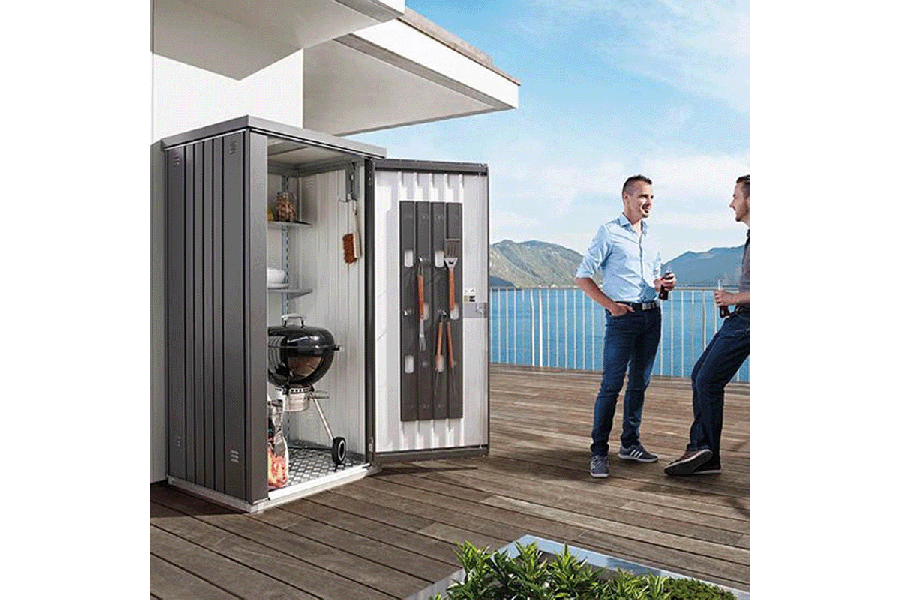 Biohort Metalen Tuinkast 150 - Dubbele deur - Kwartsgrijs - 155x83x182,5 cm Biohort Metalen Tuinkast 150 - Dubbele deur - Kwartsgrijs - 155x83x182,5 cm