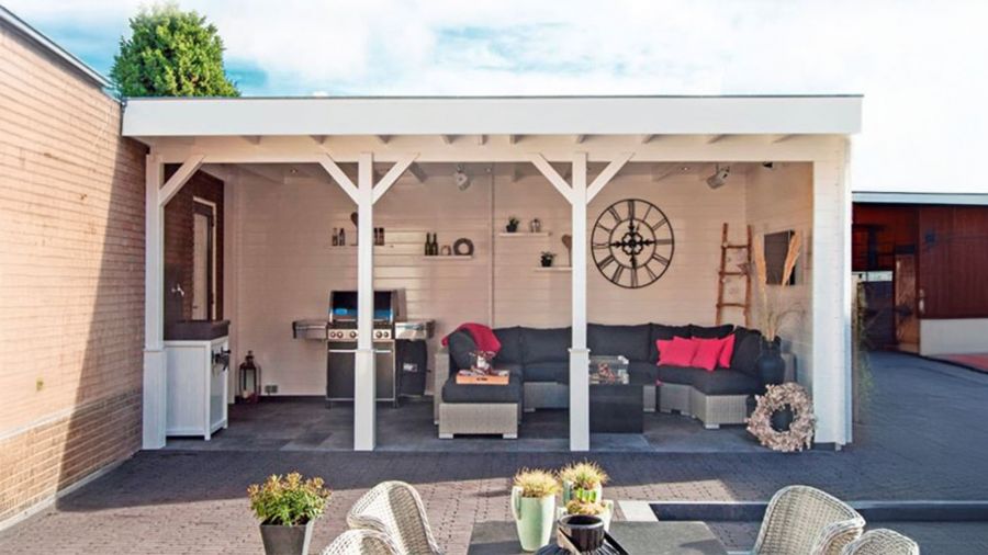 Lugarde VB02 Veranda 600x300 cm 44 mm vurenhout blank Lugarde VB02 Veranda 600x300 cm 44 mm vurenhout blank