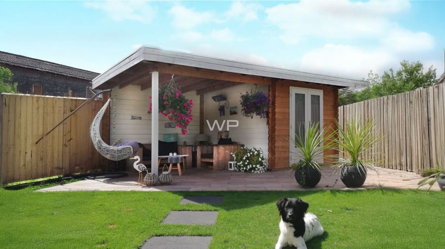 Woodpro Kaapstad Tuinhuis 550x300 cm 28 mm vuren blank