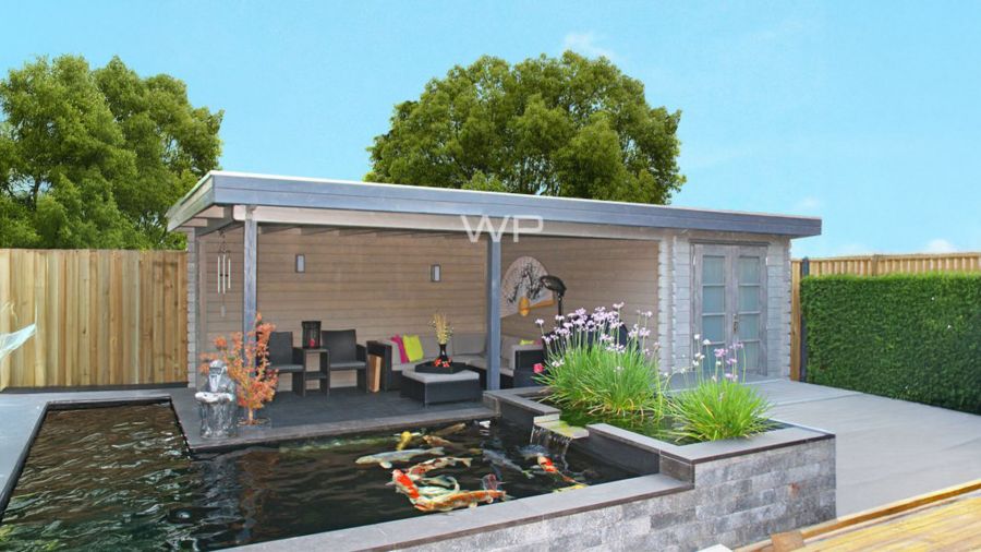 Woodpro Sibbe Tuinhuis 700x350 cm 28 mm vuren blank