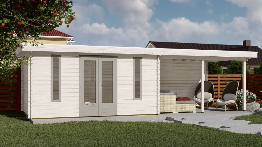 Woodpro Domburg Tuinhuis 850x300 cm 28 mm vuren blank