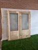 Dubbele vurenhouten blanke deur – met dubbel glas en kozijn (201 x 168 cm) - SALE25063