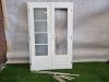 Dubbele witte houten deuren met kozijn – dubbel glas, met hangwerk (202,5 x 132 cm) - SALE25110