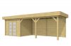 Blokhut Bonte Specht 300x250 cm + luifel 500 cm - geïmpregneerd